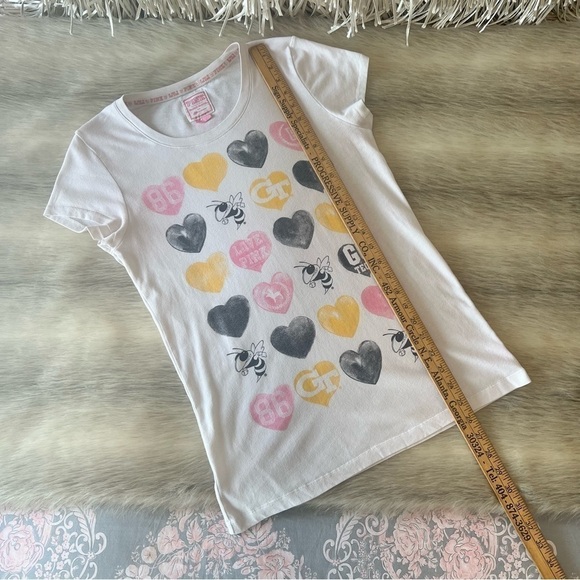 y2k PINK VICTORIA’S SECRET White Yellowjackets GA Tech Short Sleeve Sleep Shirt - Picture 7 of 10